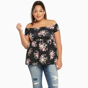 FLORAL PRINT OFF SHOULDER BABYDOLL TOP